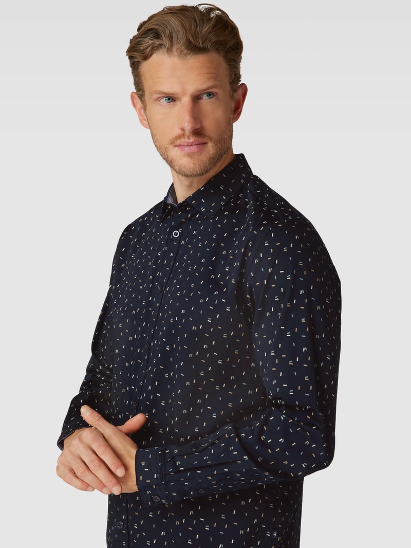 Freizeithemd mit Allover-Muster Modell 'Colorful printed' in marineblau