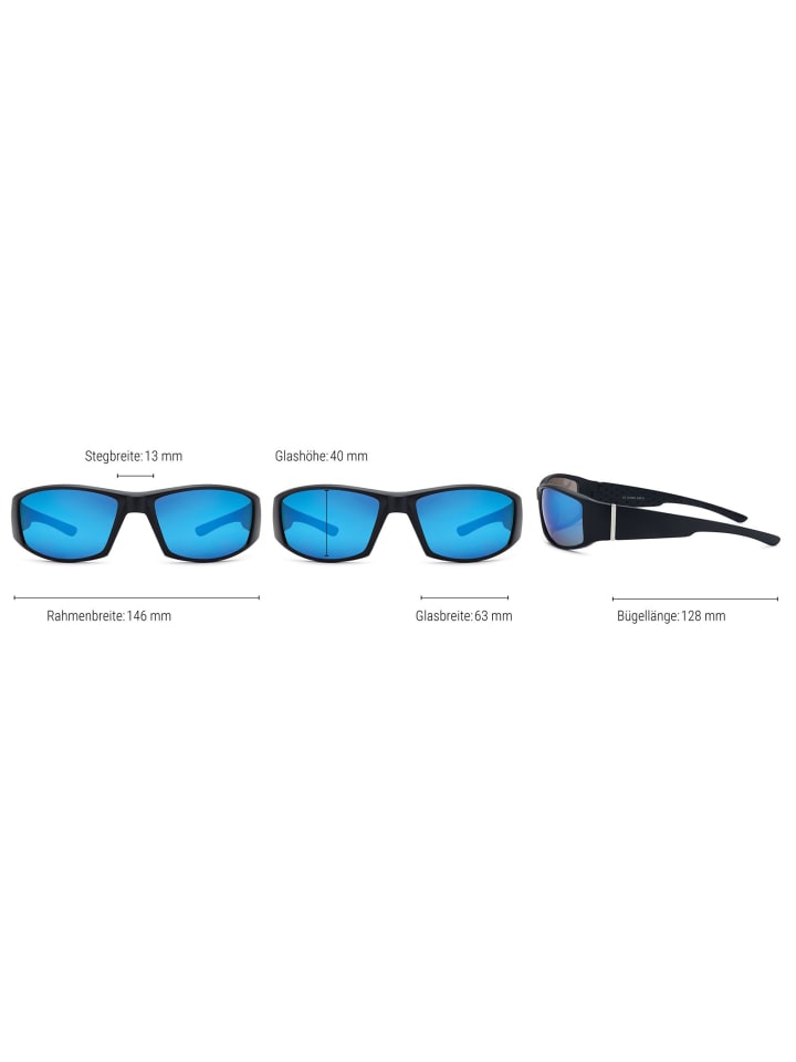 styleBREAKER Sport Sonnenbrille in Schwarz / Gelb-Hellblau verspiegelt günstig kaufen onesize