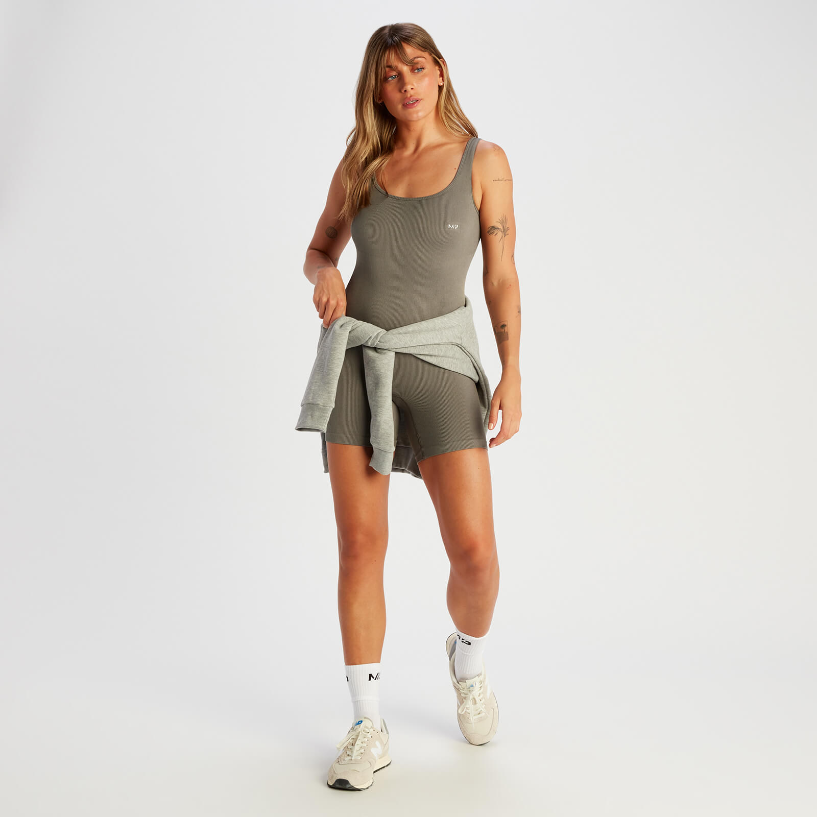 Combinaison moulante côtelée sans coutures MP Tempo pour femmes – Taupe foncé