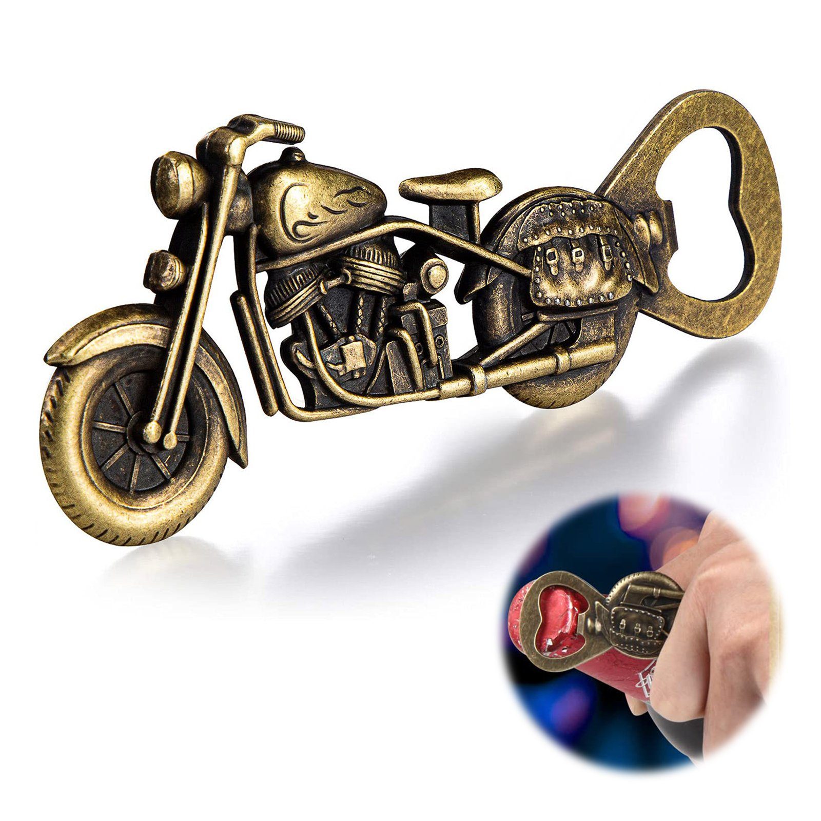 CALIYO Flaschenöffner Flaschenöffner für Männer, Vintage Motorrad Bier Flaschenöffner, Bottle Opener Motorrad Geschenke für Männer Ehemann Freund Vater Opa