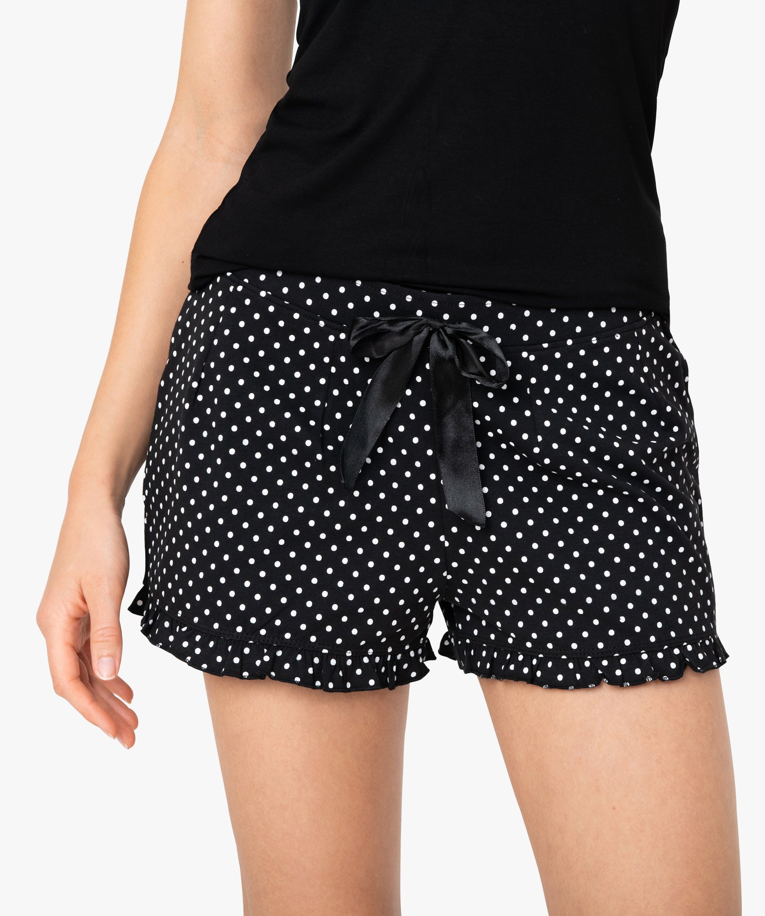 Short de pyjama femme imprimé à petits volants dans le bas imprime | GEMO