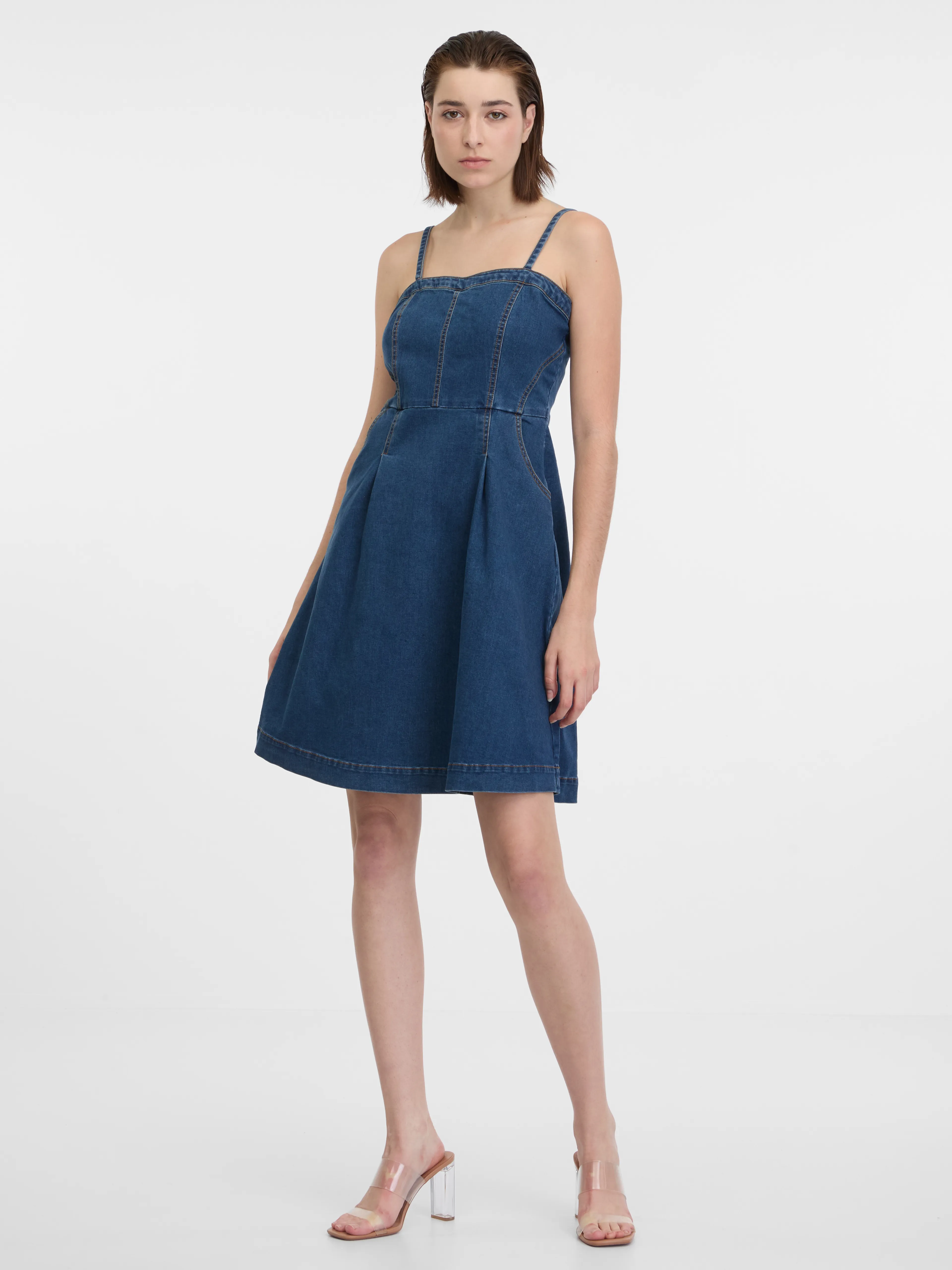 Dunkelblaues Damen-Denim-Kleid ORSAY