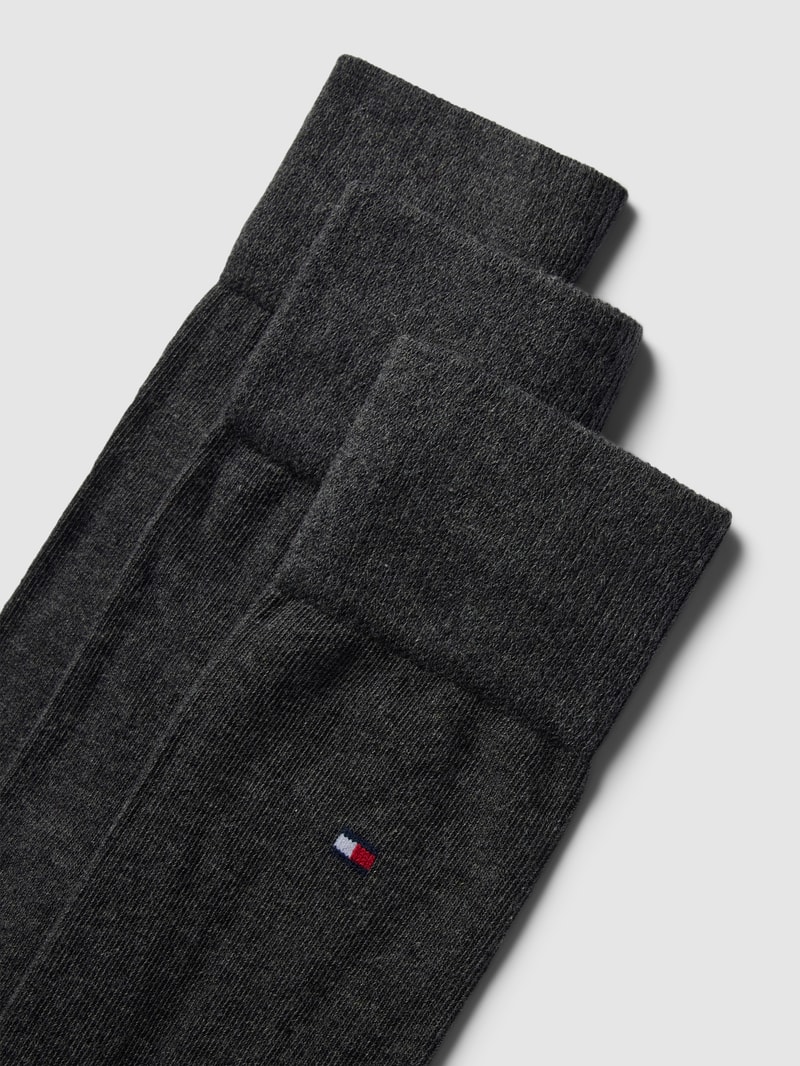 Socken mit Label-Details Modell 'Uni' im 3er-Pack in mittelgrau meliert