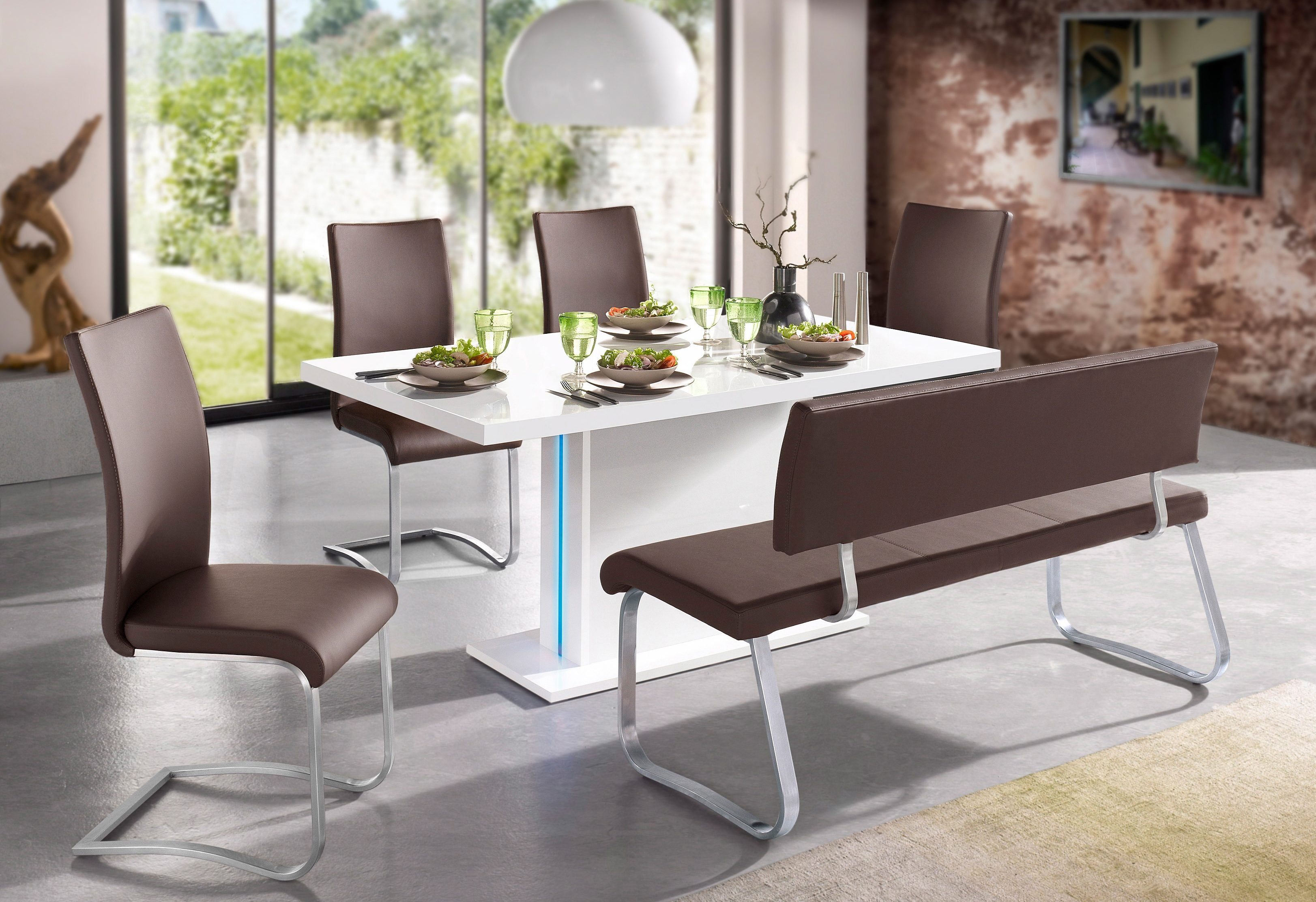 MCA furniture Freischwinger Arco (Set, 2 St), Stuhl mit Echtlederbezug, belastbar bis 130 Kg