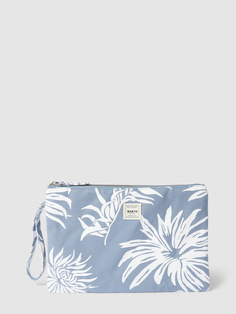 Kosmetiktasche mit Label-Detail Modell 'JUNO' in bleu