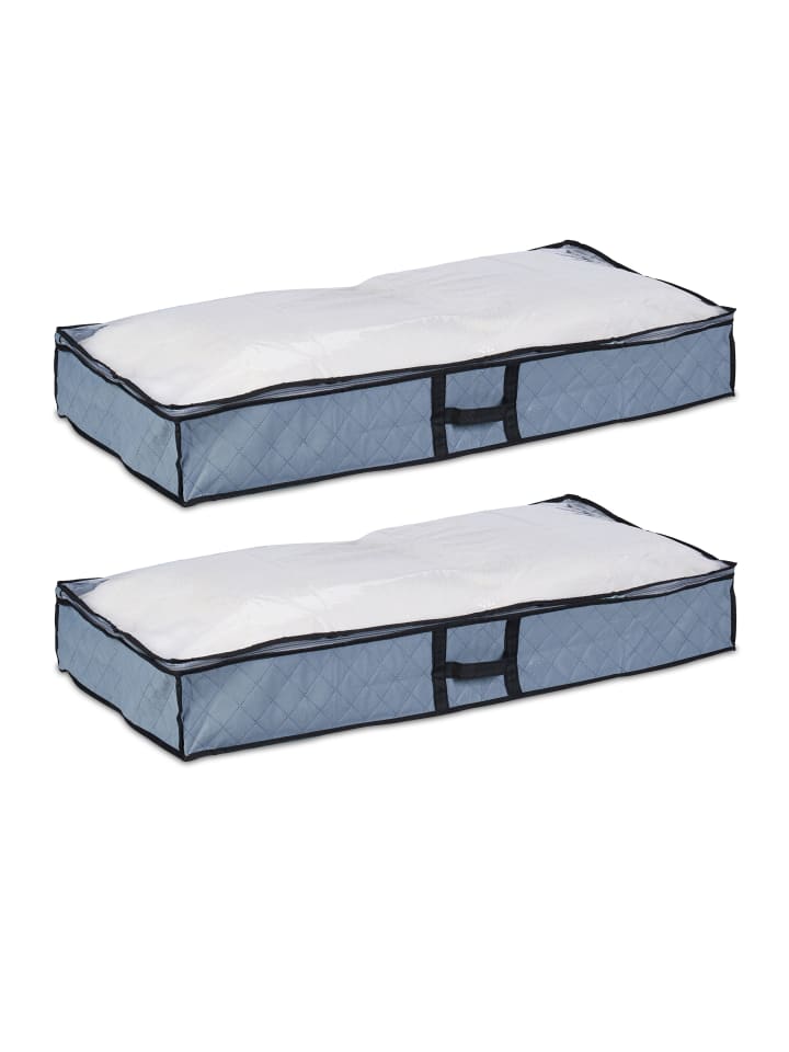 relaxdays 2 x Unterbettkommode in Grau/ Transparent - (B)100 x (H)14 x (T)50 cm günstig kaufen onesize