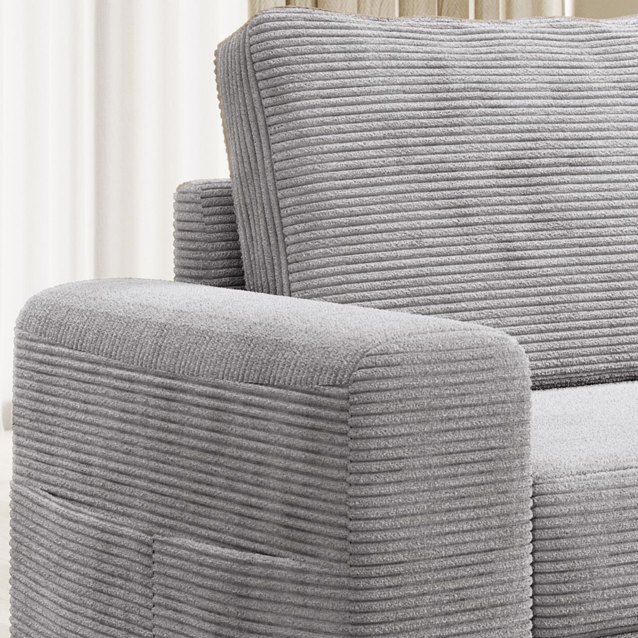 Möbel Punkt Ecksofa SAIGON Cord Grau mit Bettfunktion und Bettkasten Bett Sofa Schlafsofa Ottomane rechts