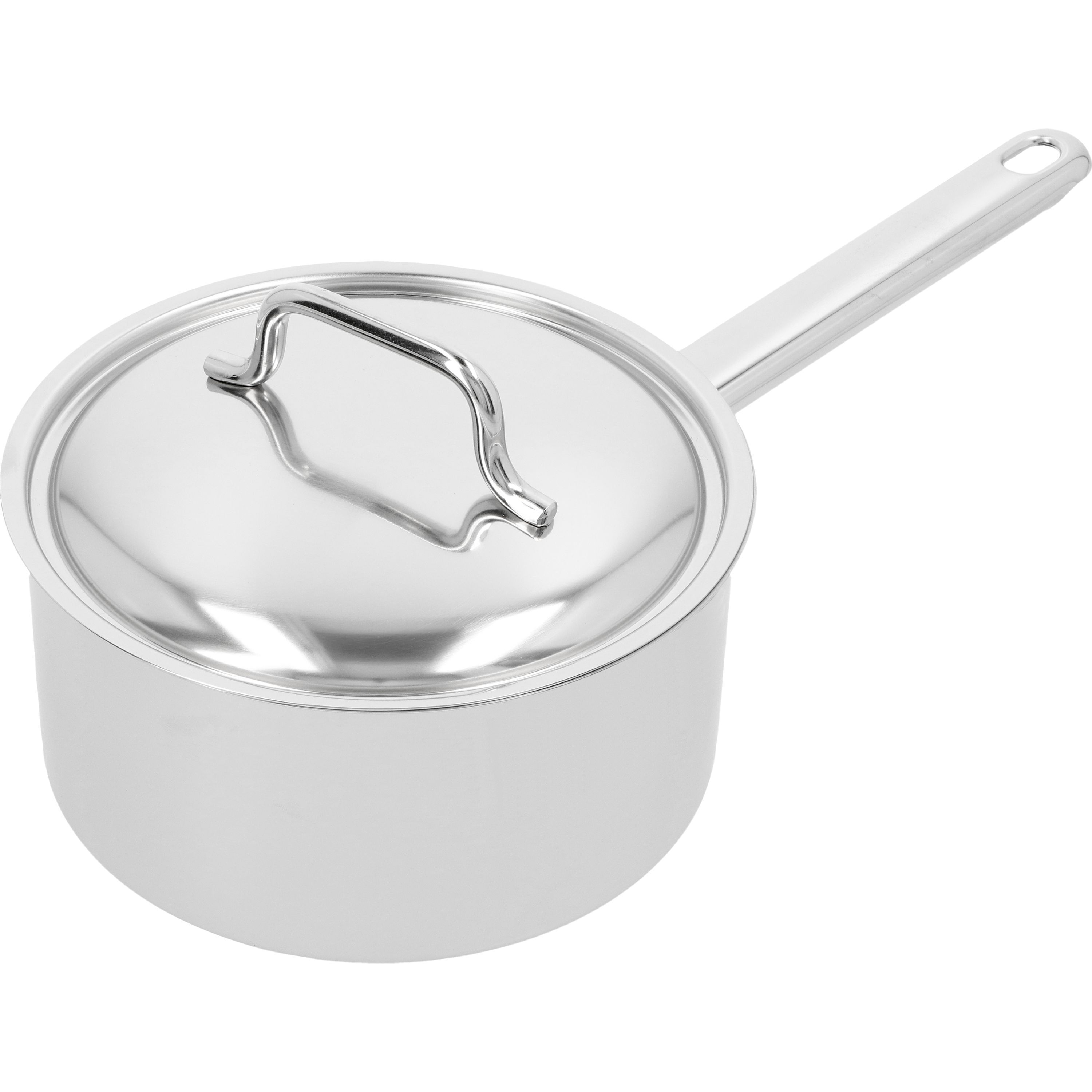 Stieltopf mit Deckel 18 cm, 18/10 Edelstahl, Silber
