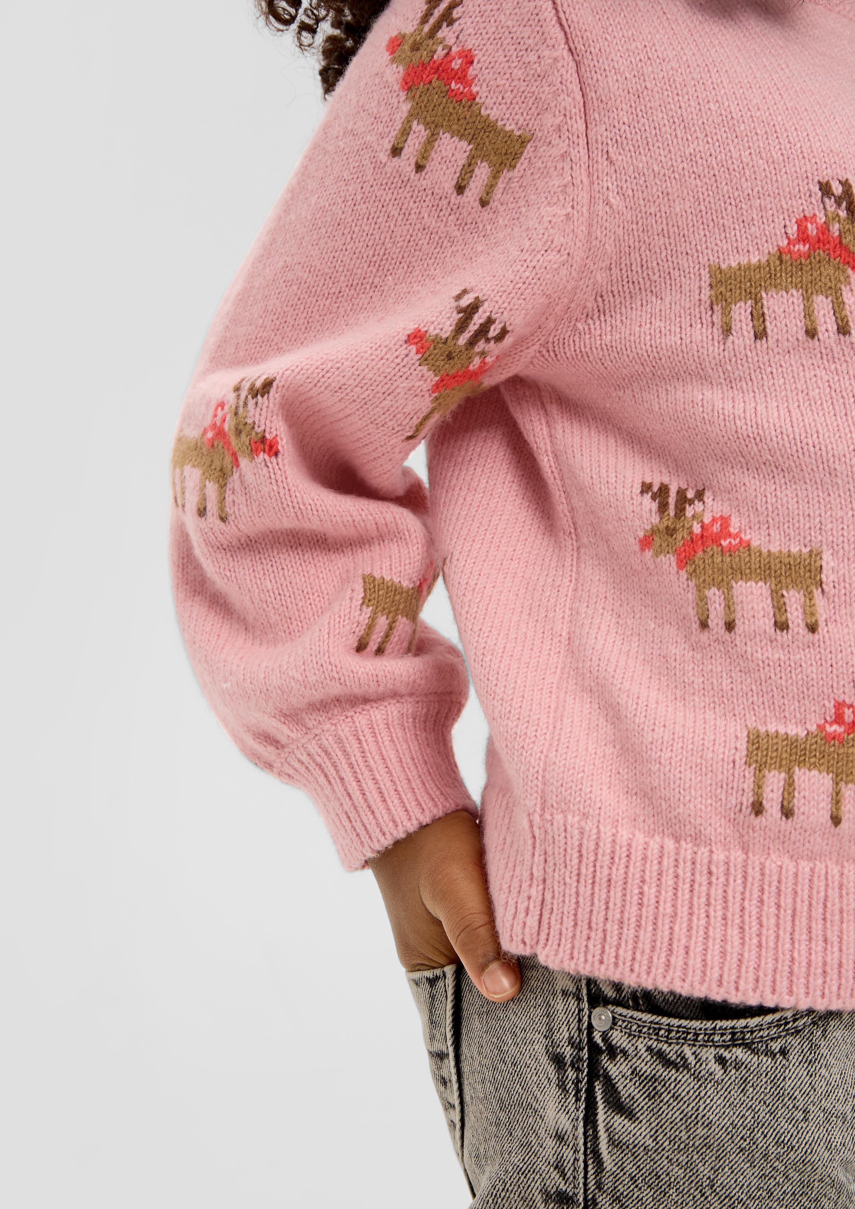 Strickpullover mit Rentier-Intarsien  2138823-42X5