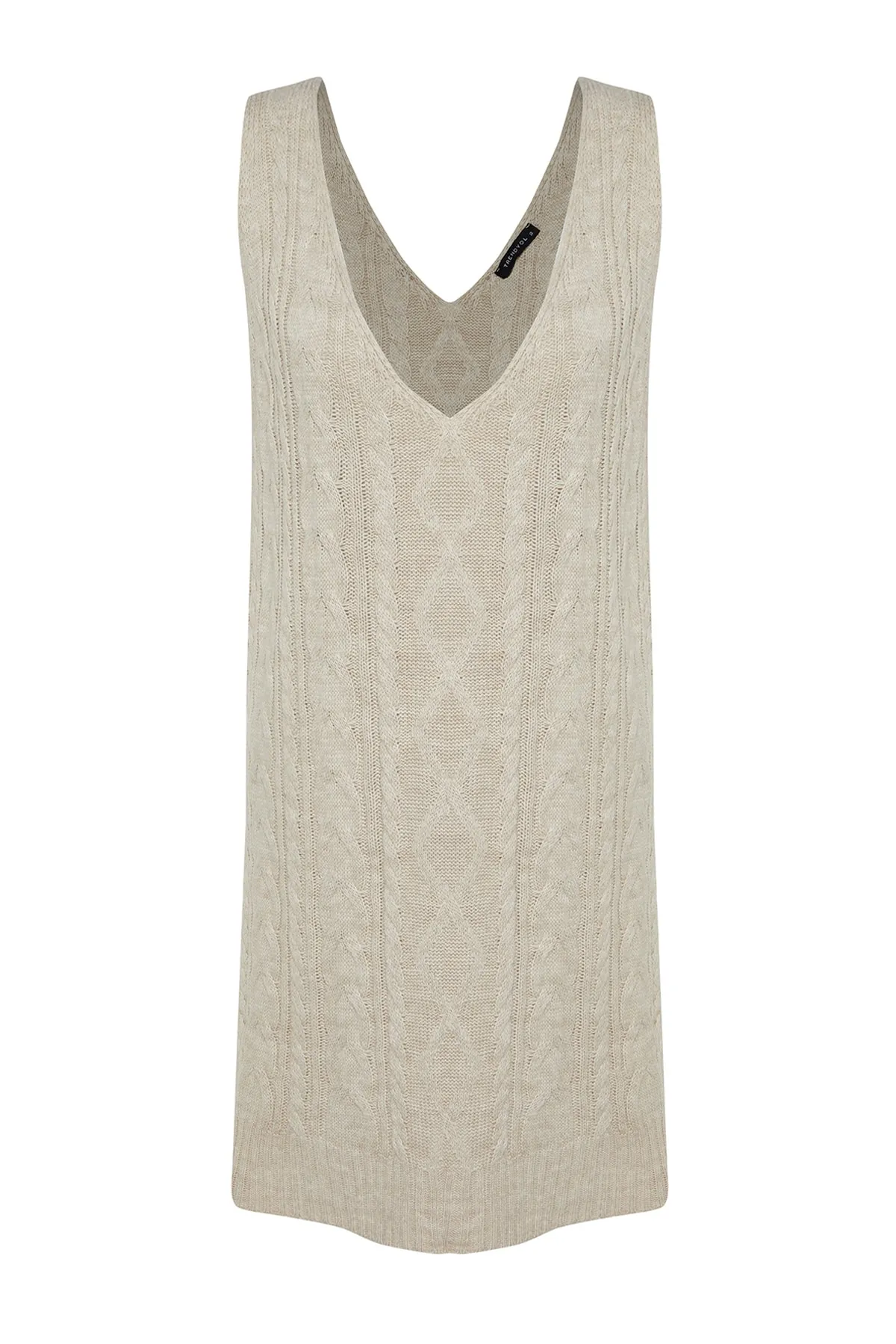 Trendyol Collection  Stone Mini-Strickkleid mit Flechtmuster TWOAW24EL00097