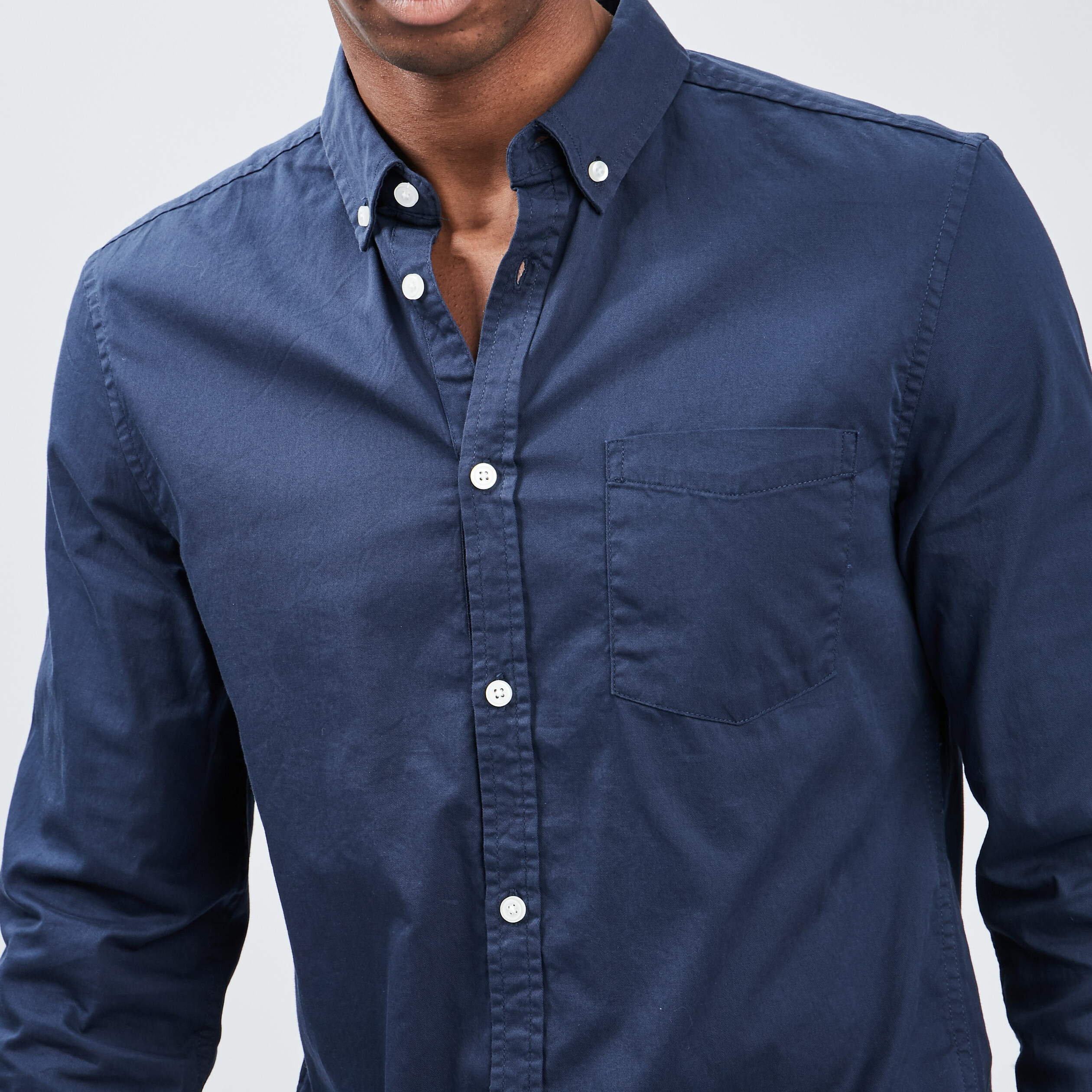 Chemise manches longues bleu homme | La Halle