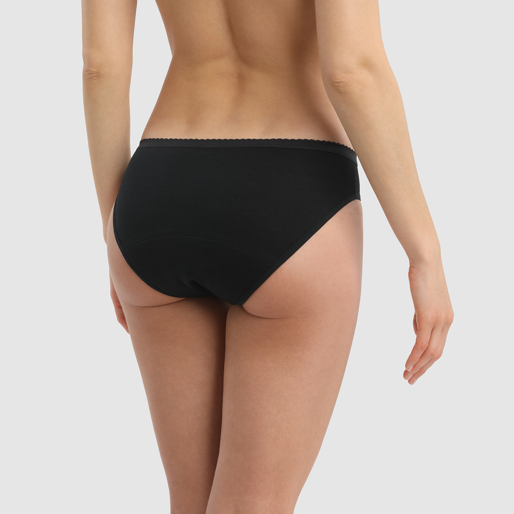 DIM Culotte Menstruelle Protect Flux Abondant Plumetis Noir Culotte Menstruelle