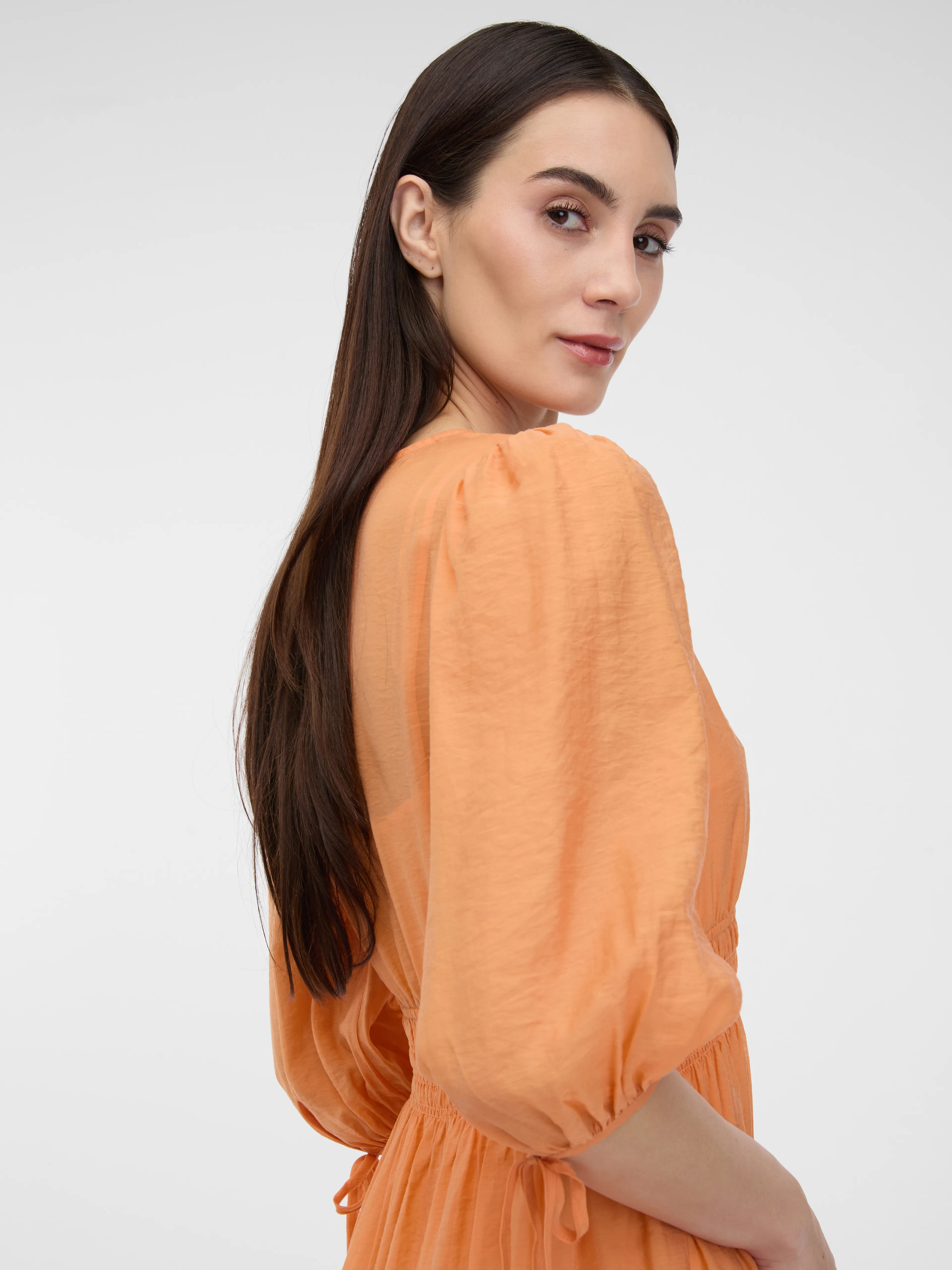 Orangefarbenes Damen Midikleid ORSAY