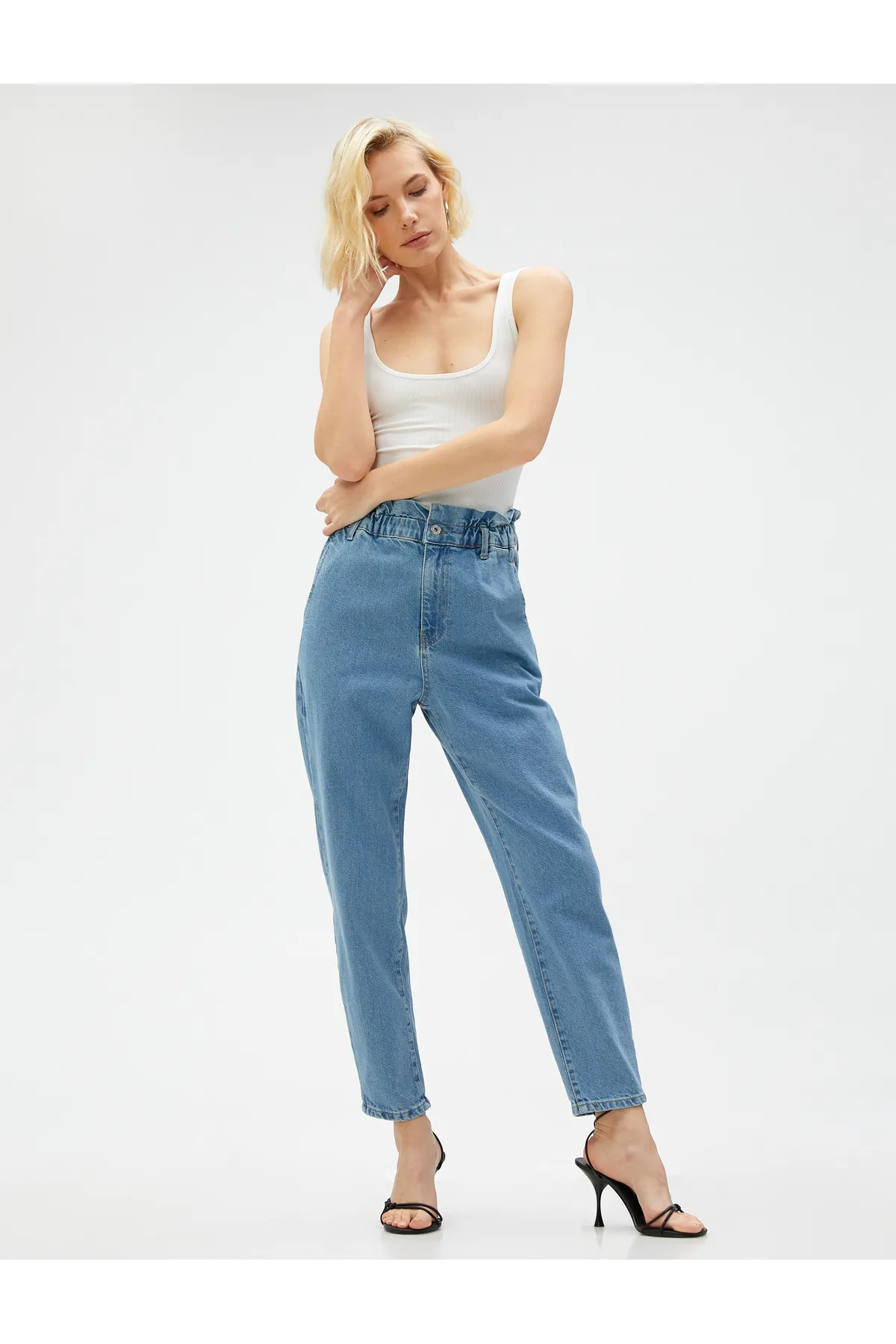 Koton  Jeans mit elastischem Bund, entspannter Schnitt, hohe Taille – Baggy-Jeans
