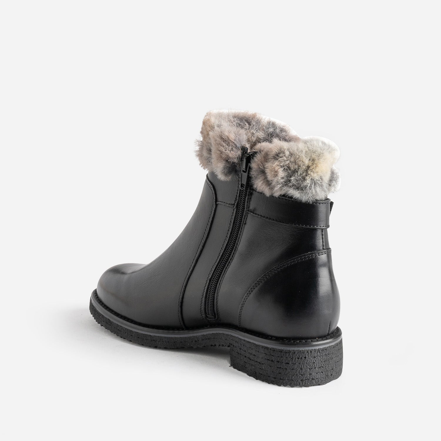 Boots noir en cuir fourré