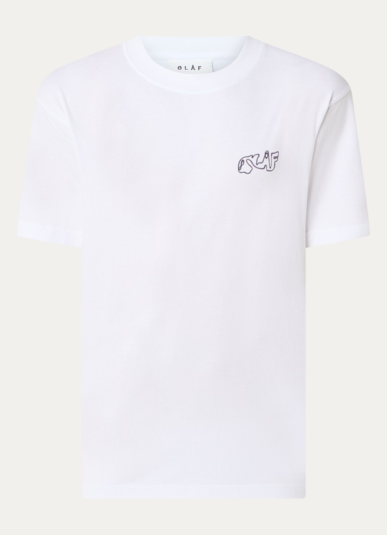 Camiseta OLAF com estampa nas costas e logo em formato de script.