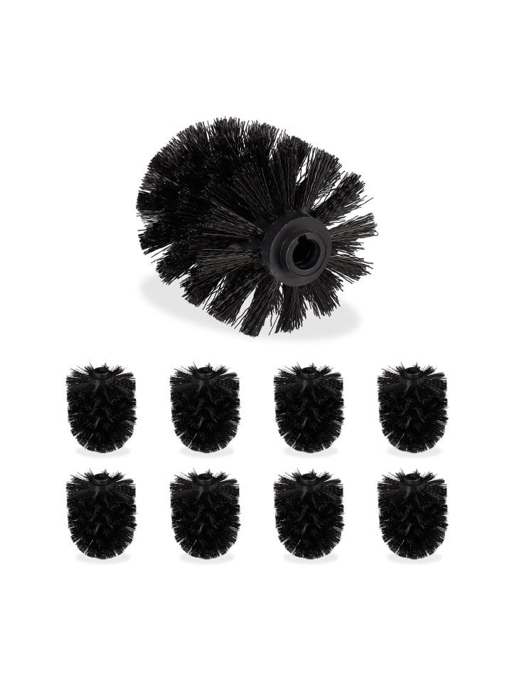 relaxdays 9er-Set: Ersatzbürstenkopf in Schwarz - 12 mm Gewinde günstig kaufen onesize