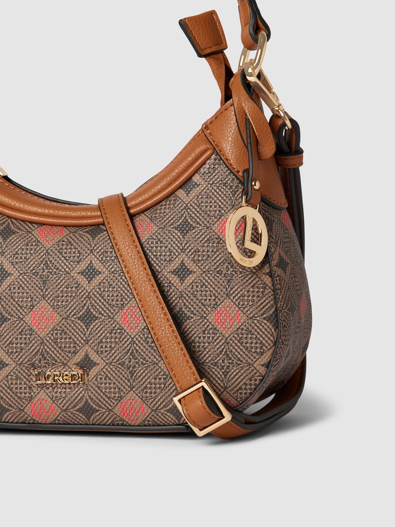 Saddle Bag mit Allover-Muster Modell 'Kiana' in mittelbraun