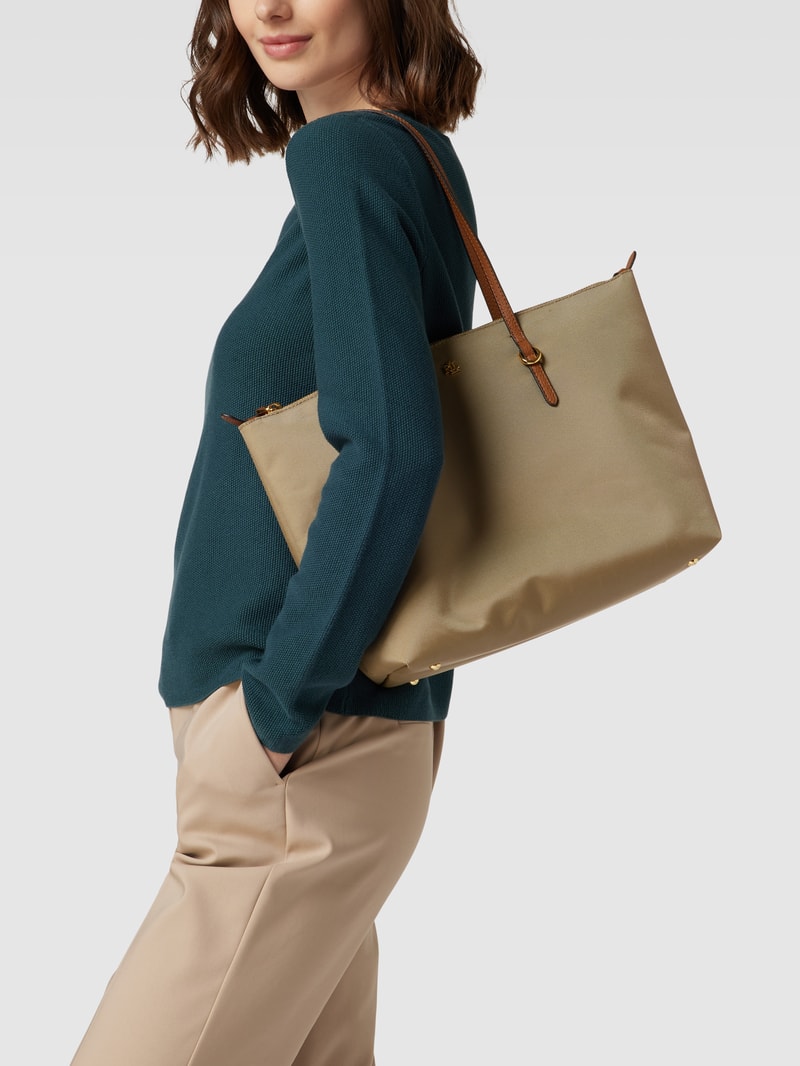 Tote Bag mit Label-Applikation Modell 'KEATON' in taupe