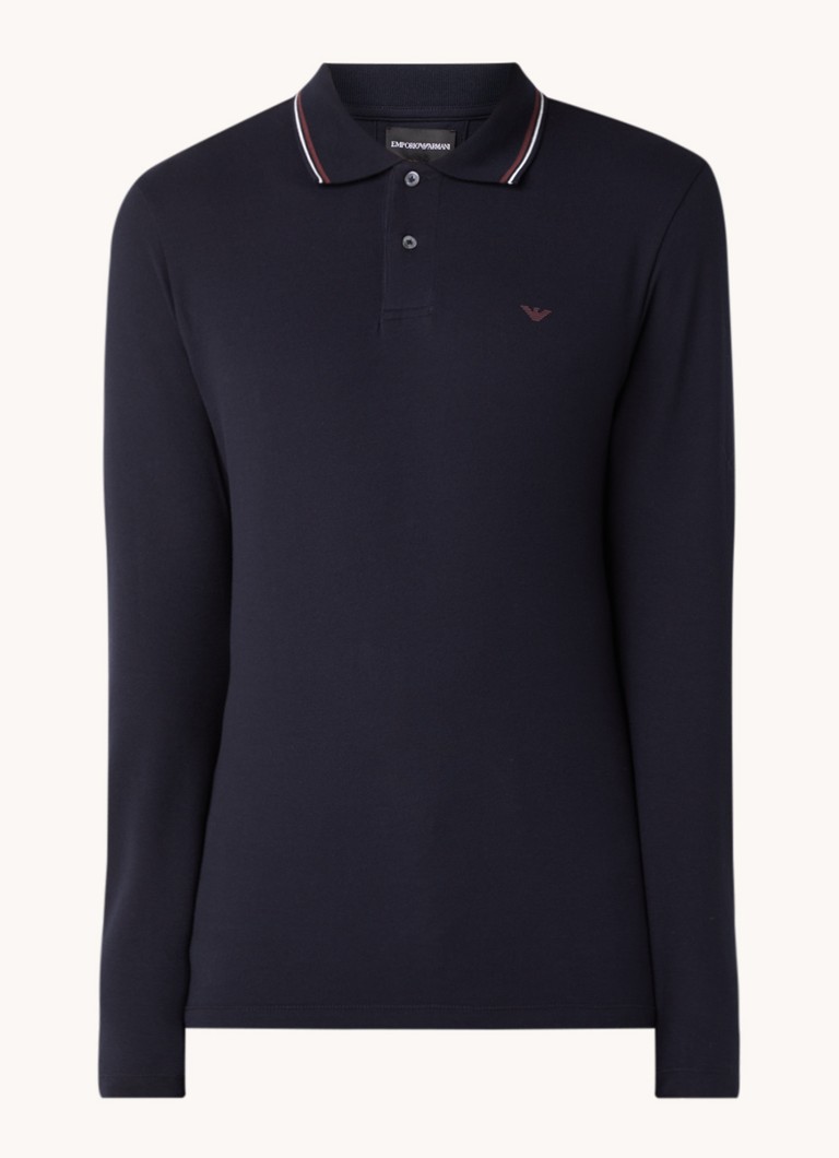 Emporio Armani polo majica s dugim rukavima od pike pamuka, uskog kroja