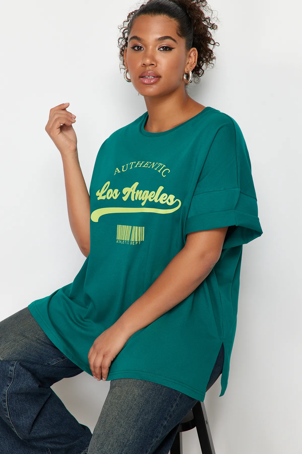 Trendyol Curve  Große Größen in T-Shirt - Grün - Oversized