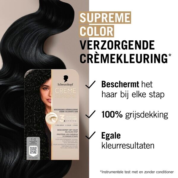 Schwarzkopf Creme Supreme 1-10 Natural Black ápoló krémhajfesték 182g