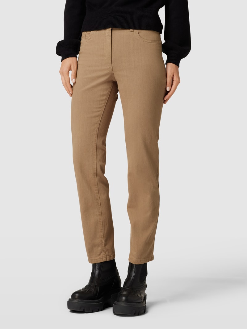 Straight Fit Jeans im 5-Pocket-Design Modell 'CORA' in beige