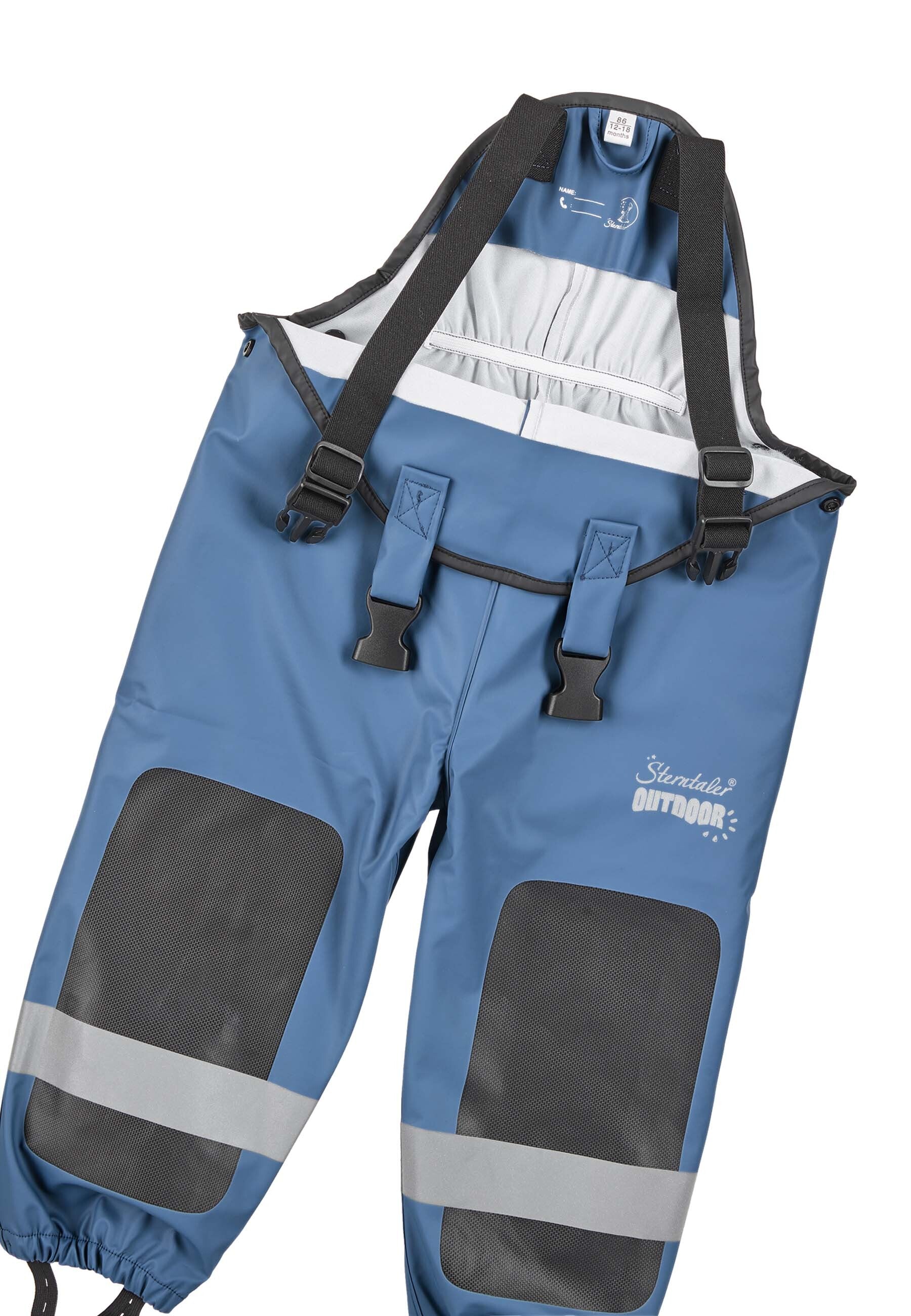 Funktions-Regenhose mit Trägern und Reflektoren