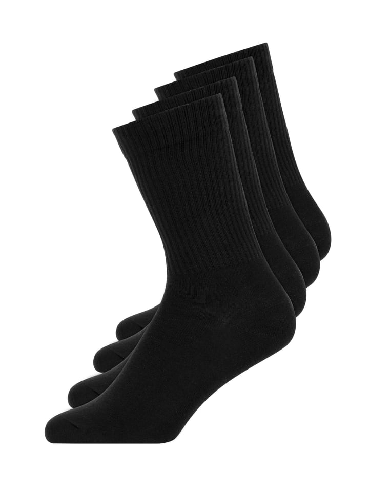 SNOCKS Tennissocken aus Bio-Baumwolle 4 Paar in Schwarz günstig kaufen