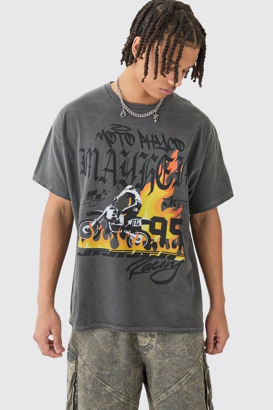 Oversize T-Shirt mit lizenziertem Moto Racing Print