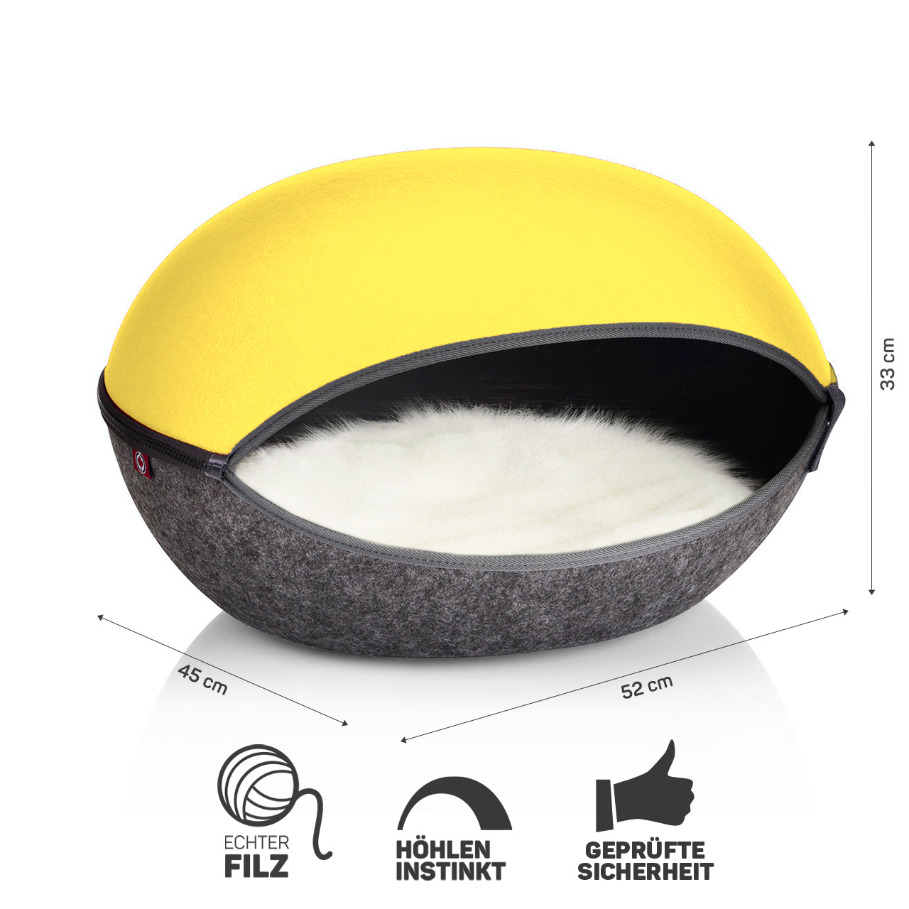 Canadian Cat Company Katzenbetten & Katzensofas Canadian Cat Company Filz Katzennest gelb