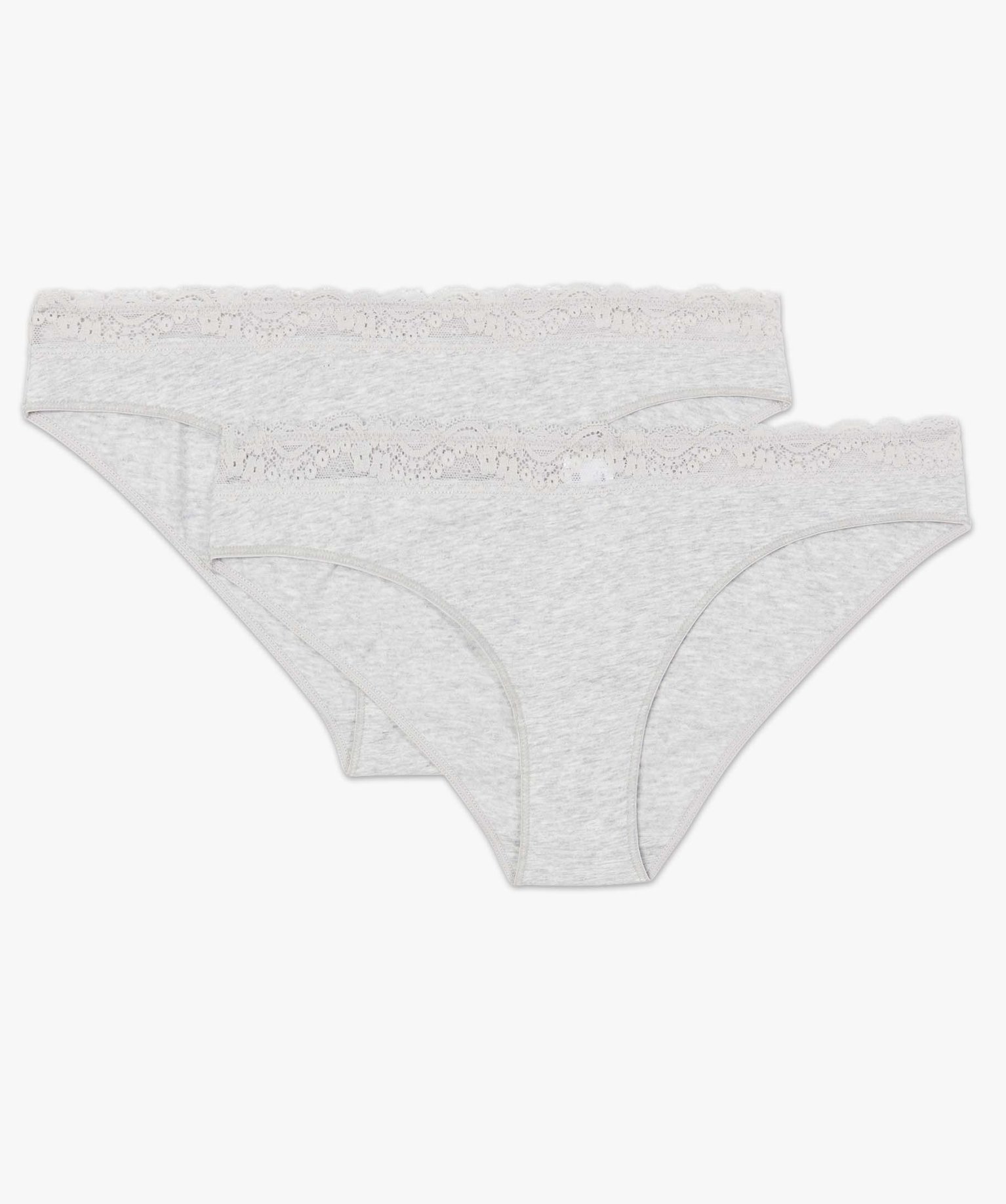 Culotte en coton stretch avec taille dentelle femme (lot de 2) gris | GEMO