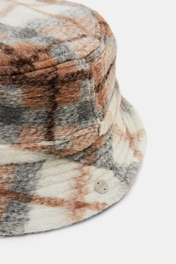 Karierter Bucket Hat aus weich aufgerautem Stoff