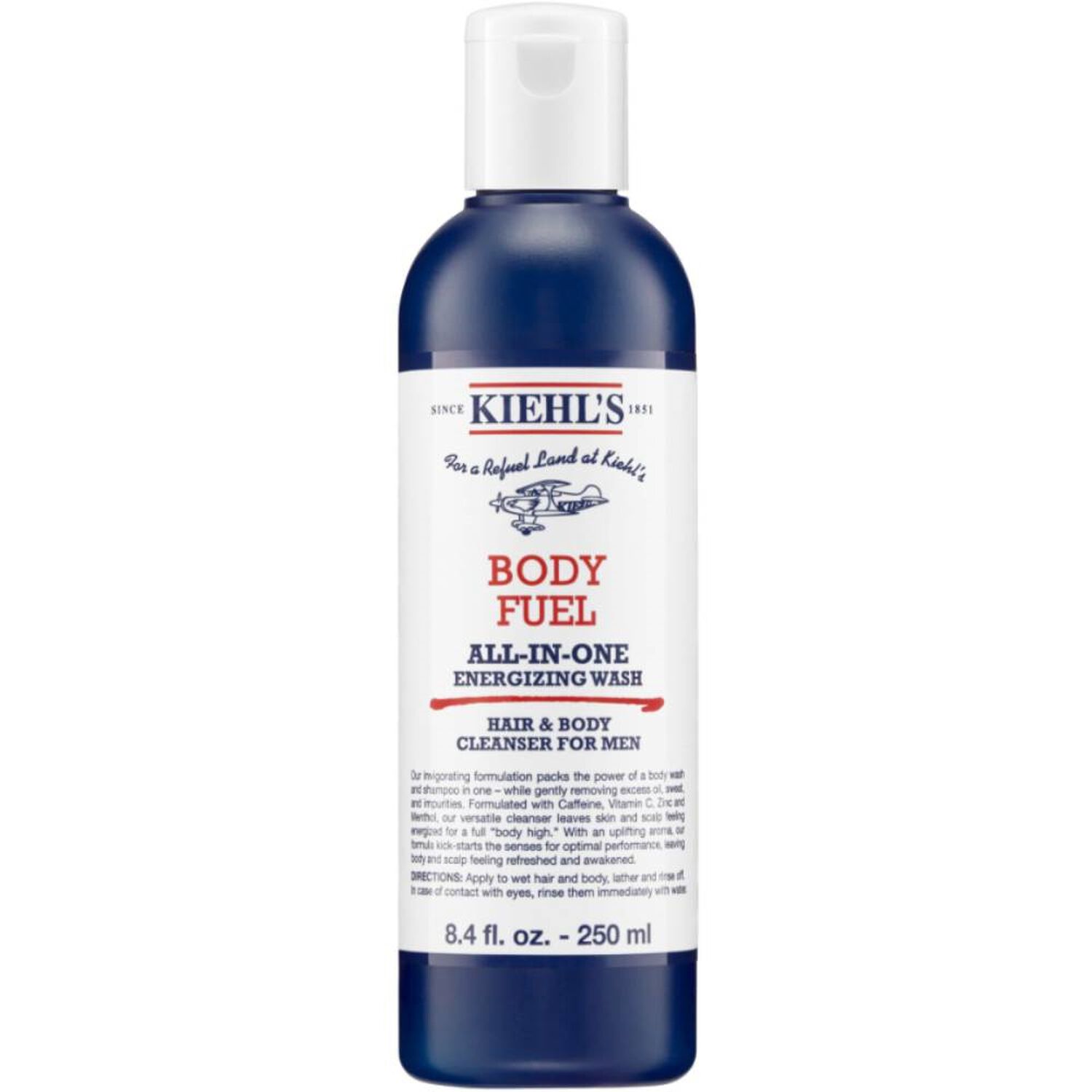 kiehl's Body Fuel All-In-One Energizing Wash Gel nettoyant energisant corps et les cheveux pour homme 250 ml