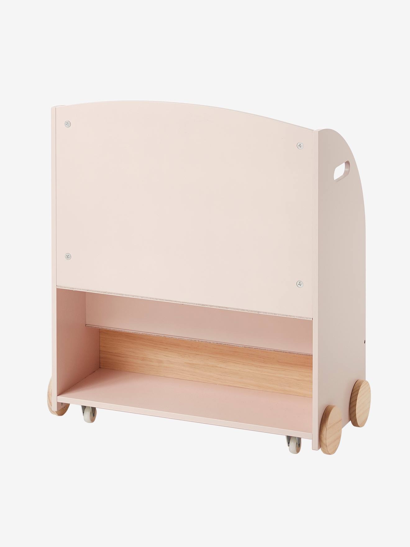 Vertbaudet Kinderzimmer Bücherregal mit Rollen SCHOOL - rosa