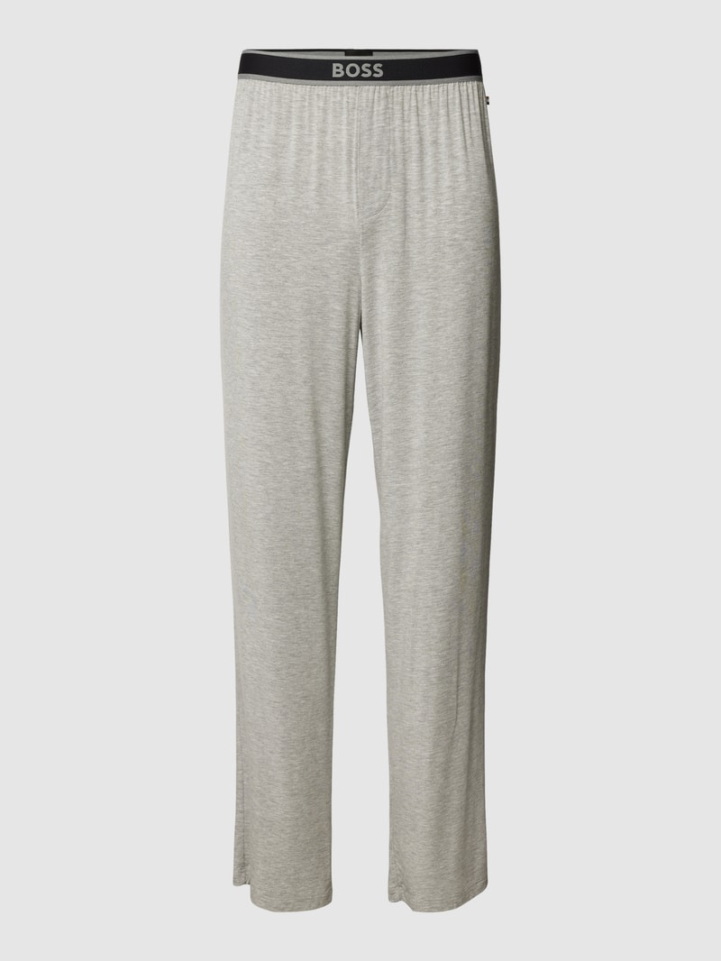 Pyjama-Hose mit elastischem Logo-Bund in mittelgrau meliert