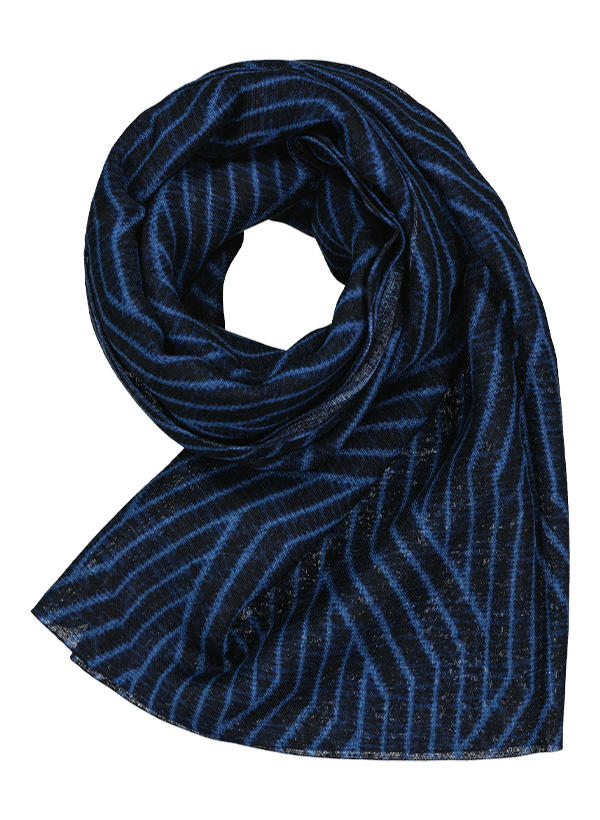 BOGGI MILANO, Schal, Wolle, navy-hellblau gemustert