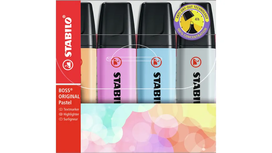 STABILO® BOSS® ORIGINAL  Textmarker Pastel 4er Etui