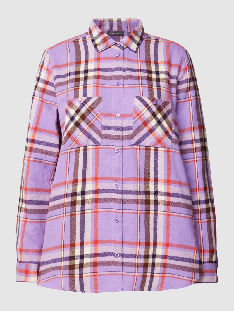 Flanellbluse mit Brusttaschen in violett
