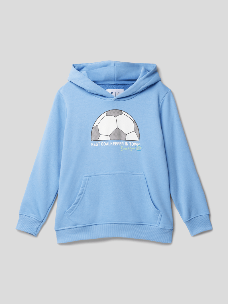Hoodie mit Motiv-Print in blau