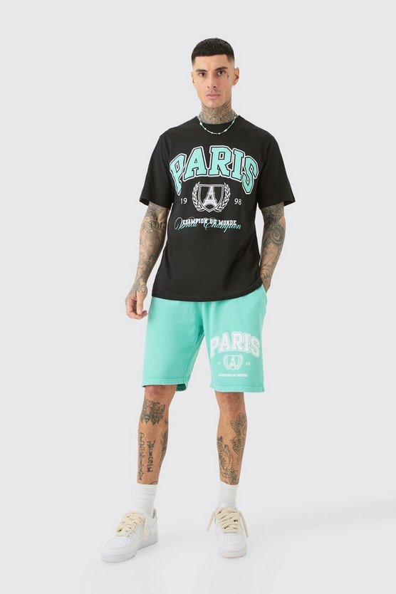 Tall T-Shirt und Shorts mit Paris Print