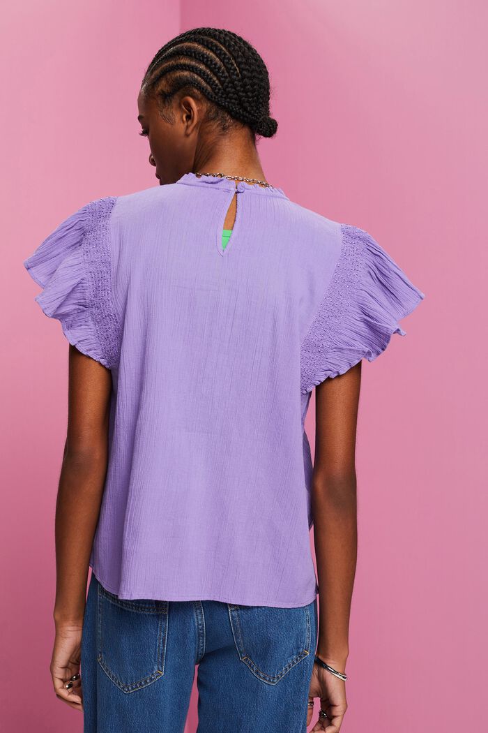 Baumwollbluse mit Volantärmeln