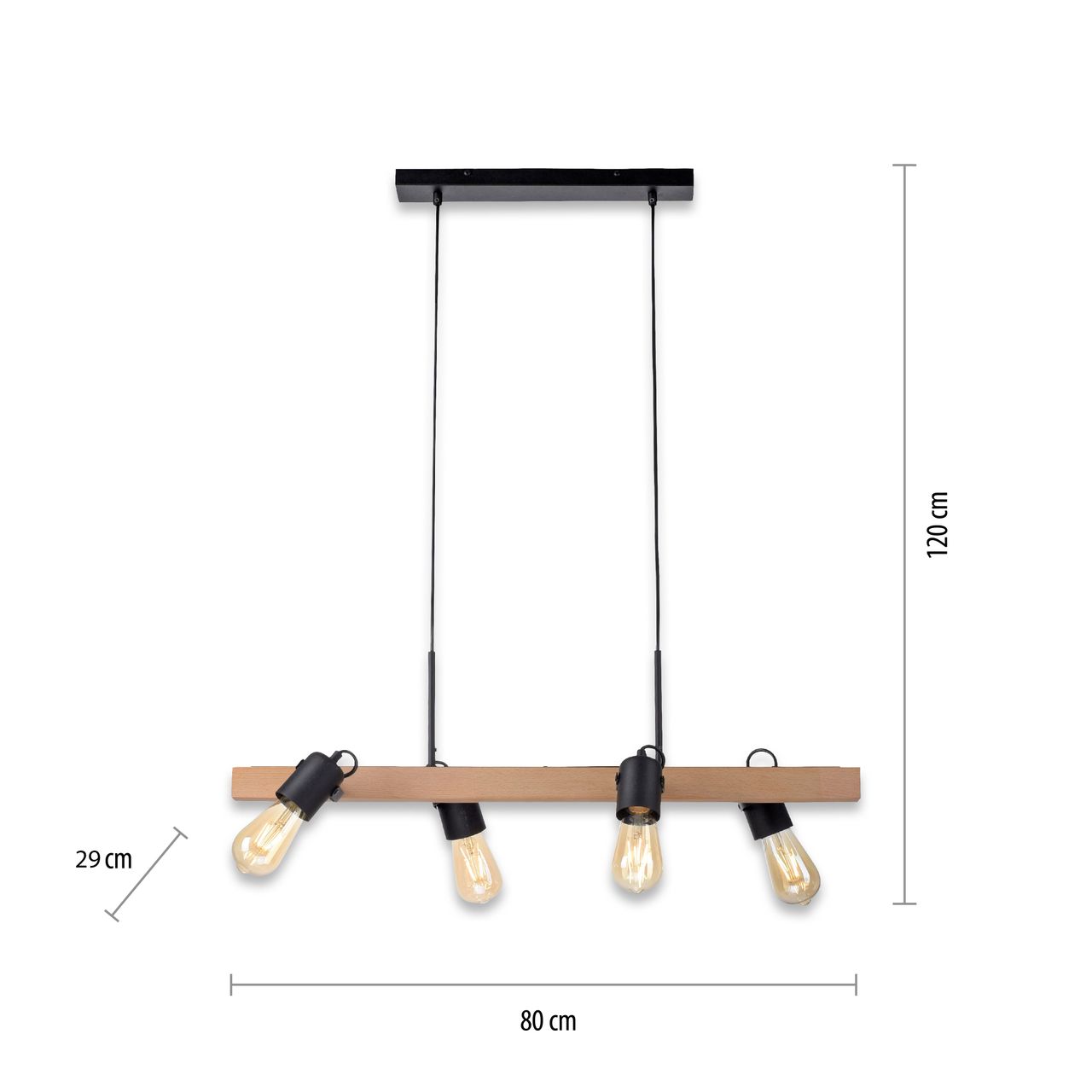 JUST LIGHT LeuchtenDirekt CANOP, Pendelleuchte 4-flammig, E27 Leuchtmittel a. max. 60Watt, Materialmix