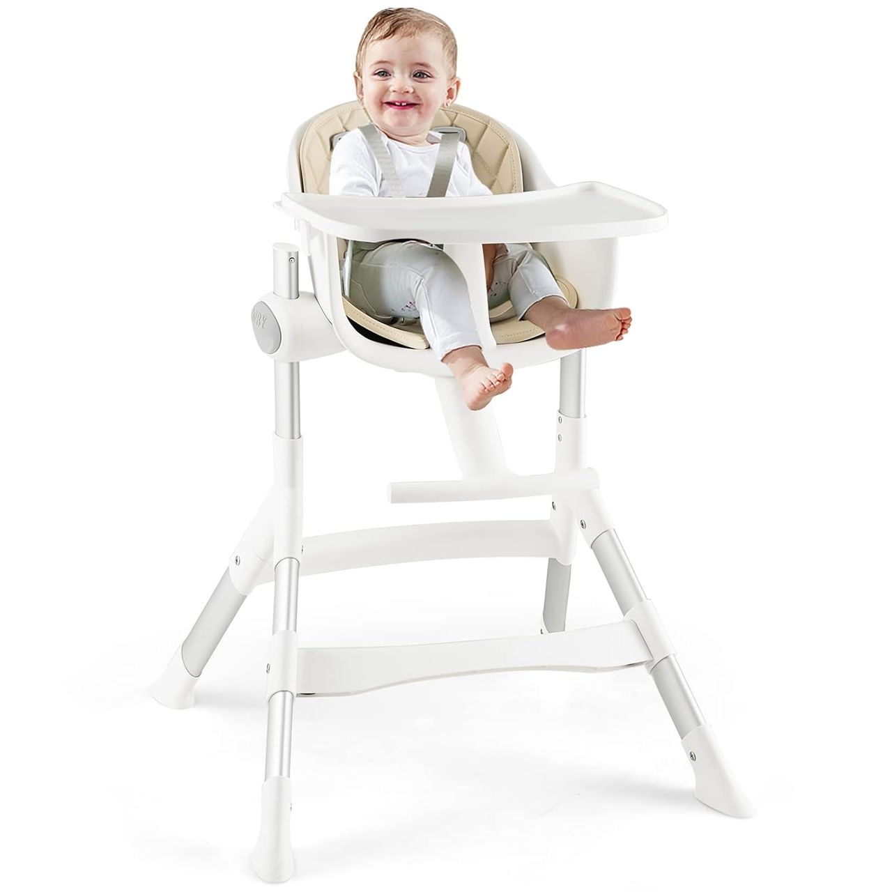 Costway 4 in 1 Babystuhl, Babyhochstuhl umwandelbar mit 5-fach verstellbarer Höhe