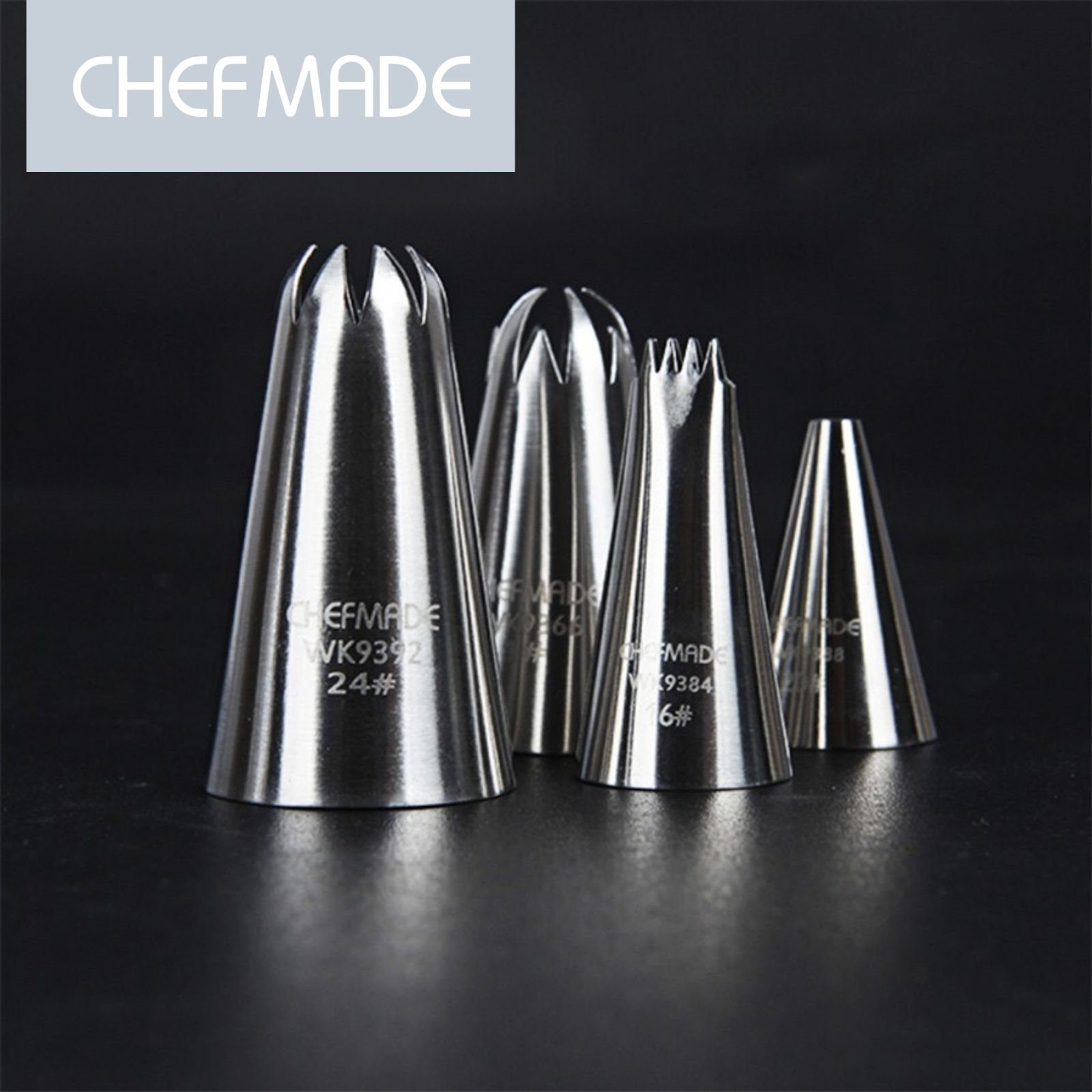 Chefmade Spritzbeutel Mehrwegspritzbeutel 54tlg Set zum Backen (CHEFMADE, 54tlg Spritztüllen und Spritzbeutel Set zum Backen, Modellierwerkzeug, Torten modellieren, Torten dekorieren, Mini Teigschaber, Backzubehör, Backhelfer, Backwerkzeug, Premium)