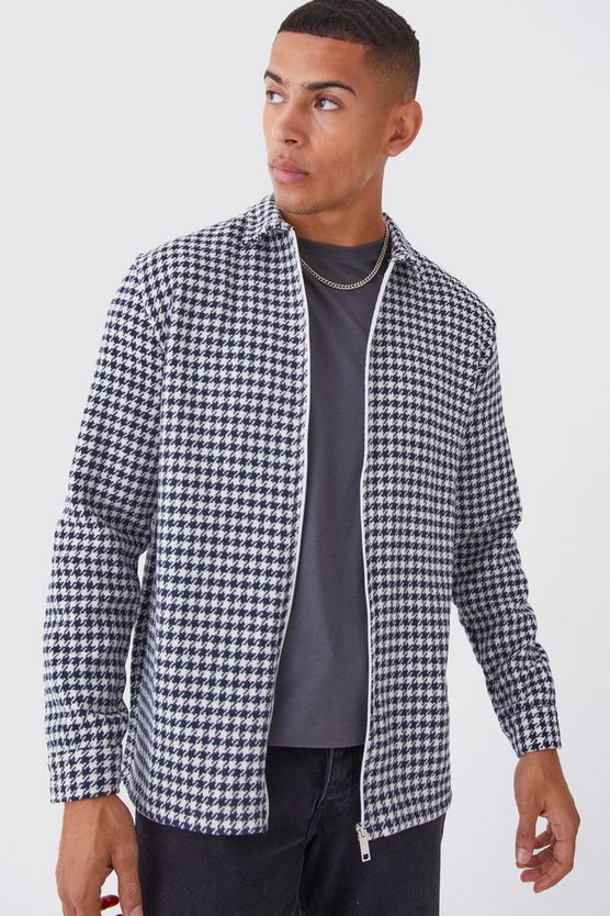 Langärmliges Oversize Jacquard-Overshirt