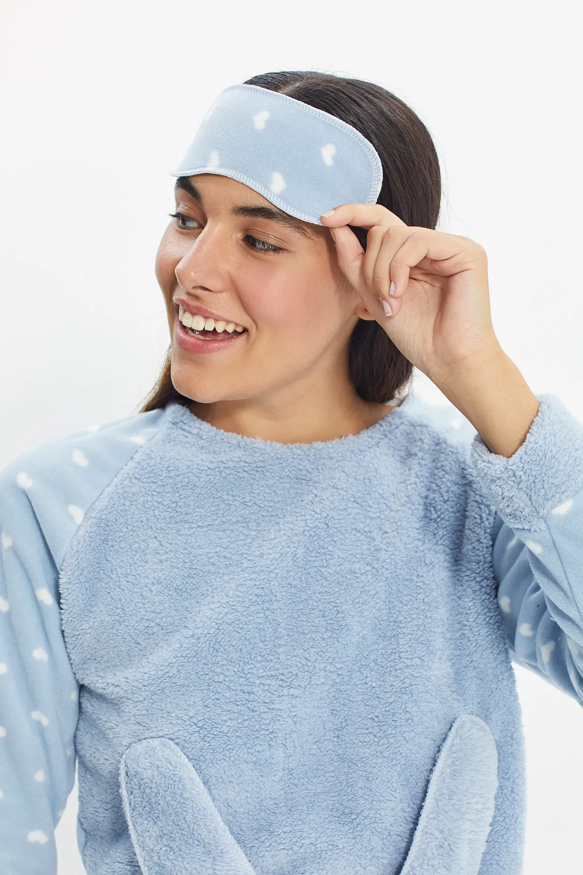 Trendyol Collection  Blaues 3-teiliges Pyjama-Set aus Plüschstrick THMAW21PT0666