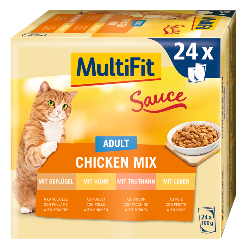 MultiFit Nassfutter MultiFit Adult Sauce Chicken Mix Multipack 24x100 g