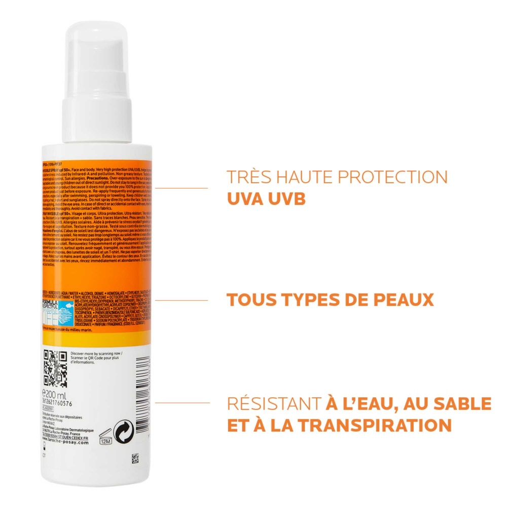 La Roche-Posay ANTHELIOS Spray Invisible 50+ 200ml Protection solaire