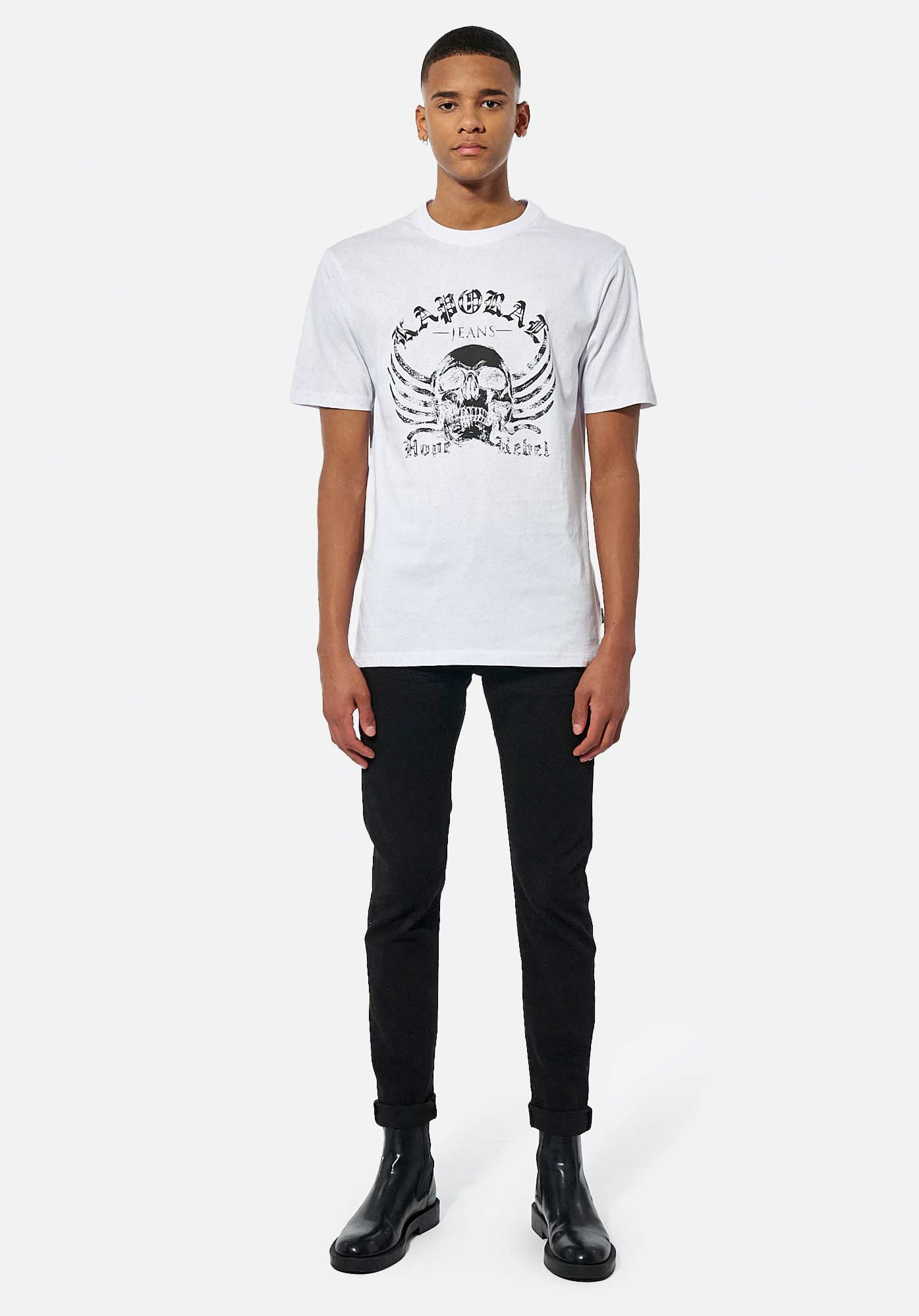 CHAD   T-shirt blanc tête de mort Homme